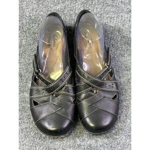 Clarks womens shoes 10W black Bendables flat shoes